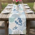 thumbnail image 4 of Coastal Seahorse Table Runner 72 Inches, Nautical Beach Ocean Shells Starfish Bed Runner Dresser Scarves Tabletop for Indoor Outdoor Parties/Ceremony/Banquet, 16" x 72", 4 of 9