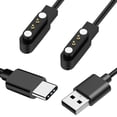 thumbnail image 2 of [2 Pack, USB-C+USB-A] Smart Watch Charger Compatible with GloryFit T80 T70 T60 T50 P99 P98, Charging Cable for TiklandT60/P98, PuqoT80, MatastT60/P99, uaueT60/T50 Smartwatch, Black, 2 of 7