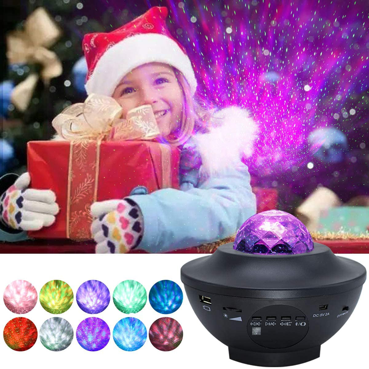 Bluetooth Speaker Star Projector with 10 Lighting Modes AZIMOM Starry Night Light Projector for Kids Star Light Projector for Decor Party Wedding Birthday Music Player &Timer 