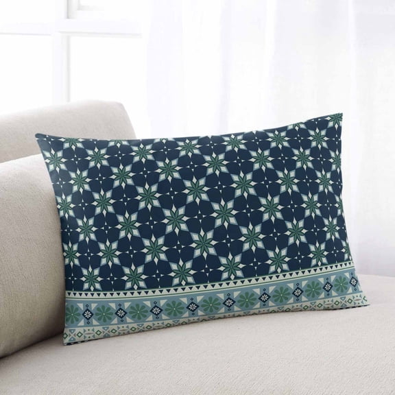 Dark Blue Flowers Throw Pillow Covers, Vintage Rustic Abstract Floral Aesthetic Soft Breathable Pillow Cases with Invisible Zipper, King Size Pillowcases for Couch Bed Sofa Chair 20x36 Inches