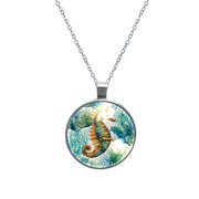 Hippocampus Women's Glass Circular Pendant Necklace