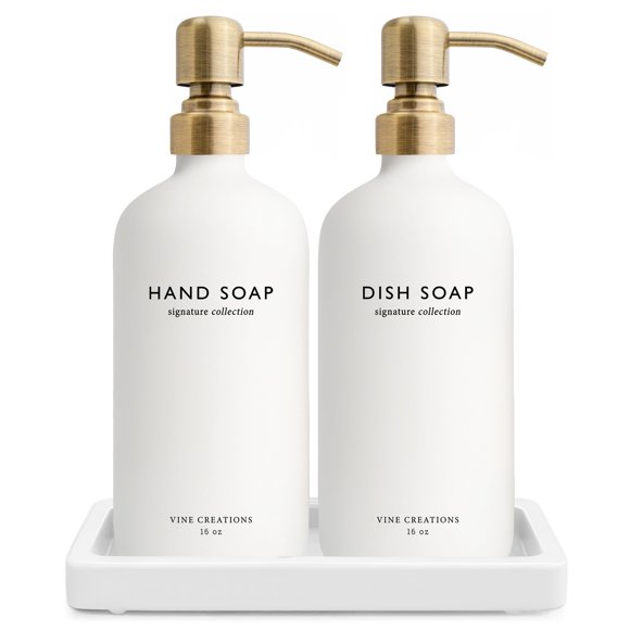 Vine Creations Glass Soap Dispenser Set, Kitchen