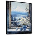 thumbnail image 2 of Designart "Mountain View of Mount Fuji in Japan Window III" Landscapes Framed Wall Art - Traditional White Japan Entryway Framed Wall Art Print, 2 of 6