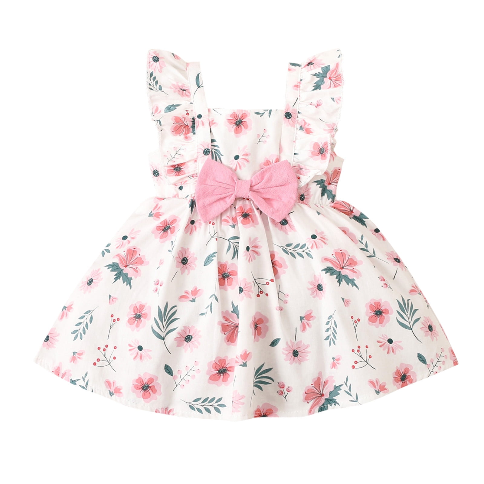 TAIAOJING Baby Girls Summer Dress Kids Toddler Beach Floral Sleeveless ...