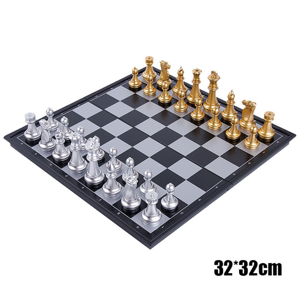 MAGNETIC CHESS BOARD PORTABLE CLASSIC FOLDING SET CHESS BOARD GAME WOODEN EFFECT 
