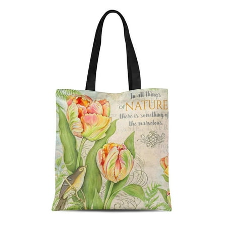 KDAGR Canvas Tote Bag Hotel Vintage Flowers Room Living Study Chair Couch Sofa Reusable Handbag Shoulder Grocery Shopping (Best Grocery Store Flowers)