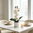 thumbnail image 2 of SLYNSHome Artificial Orchid Flowers with Potted Fake White Orchid Flower Plants Vase Table Centerpieces Look Real Realistic Flowers for Indoor Decor, 2 of 8