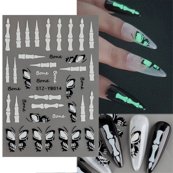 Glow In The Dark Halloween Nail Stickers Fluorescent Self DIY Designs For Women Manicure Tips