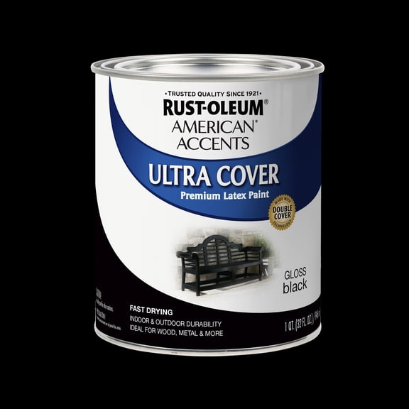 Black, Rust-Oleum Painter's Touch Ultra Cover Gloss Premium Latex Paint-276166, Quart