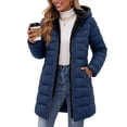 thumbnail image 4 of Guieoi Winter Jacket for Women Mid-Length Long-Sleeve Hooded Fleece-Lined Padded with Zipper Coats Dark Blue XXL, 4 of 6