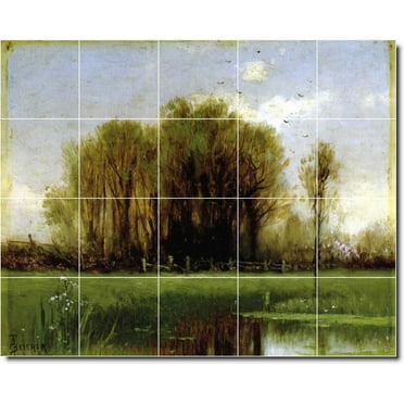 Ceramic Tile Mural-Alfred Bricher Country Painting 38. 21.25" w x 17" h using (20) 4.25 x 4.25 ceramic tiles