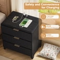 thumbnail image 5 of 6-Drawer Dresser and 3-Drawer Nightstand Sets for Bedroom,3PCS Bedroom Set with Golden Handles,3 Drawer with Charging Station, Wood Chest of Drawers Mid Century Storage Cabinet Set,Balck, 5 of 10
