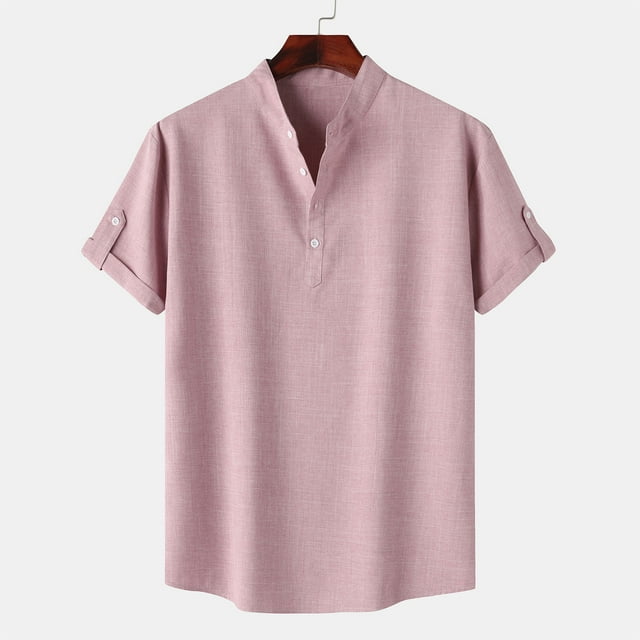pstuiky Camisas de vestir de manga corta para hombre, Camisa hawaiana informal de manga corta con cuello alto y botones para hombre camisas casuales para hombre s
