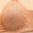thumbnail image 5 of Bigersell Ladies Bras, Women Lace V-Neck Full-Coverage Wireless Bras Back Hook and Eye Closure Push up Bras Padded Bralette Khaki S, 5 of 6