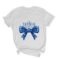 thumbnail image 2 of Njagoc3 Womens Classic Hanukkah Menorah T-Shirt - Soft Blue & White Jewish Festival Crewneck (Everyday Comfort), 2 of 6