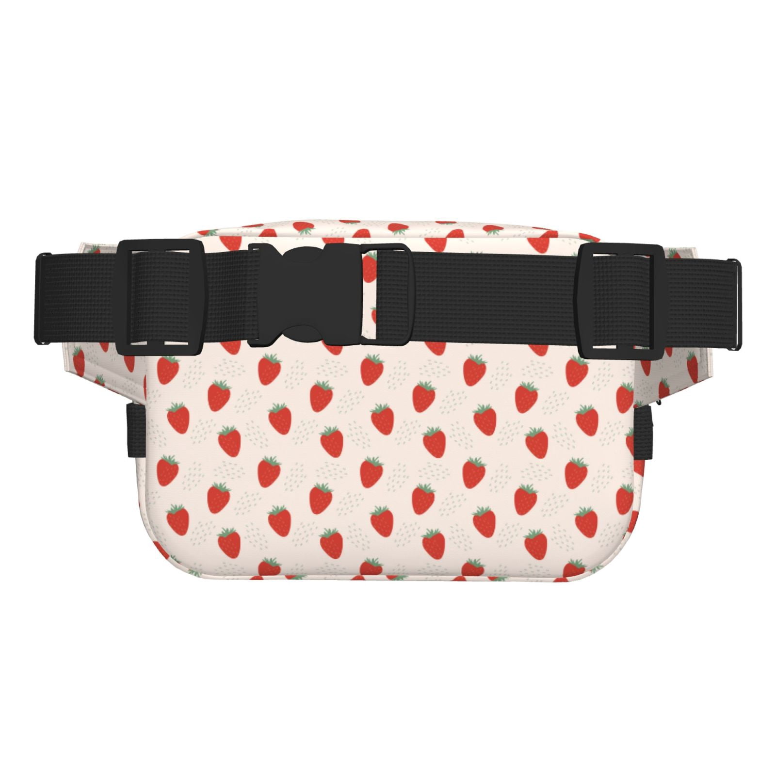 Picia Hand Drawn Strawberry Print Square Double-Layer Waist Bag Mini Adjustable Waist Belt Bag Exercise Running Travel Hiking