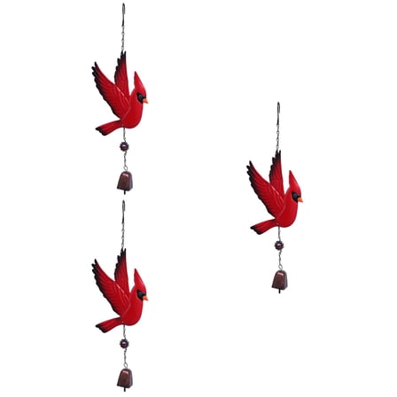 3 Pieces Hanging Wind Bell Bird Feeders for Outdoors Chimes outside Baby Red