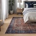 thumbnail image 2 of Bloom Rugs Washable Non-Slip 4' x 6' Rug - Terracotta / Blue Traditional Oriental Area Rug for Living Room, Bedroom, Dining Room, and Kitchen - Exact size: 4' x 6', 2 of 8