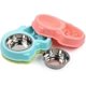 thumbnail image 2 of Double Bowl Of Water And Food Bowl 1 Stainless Steel Bowls And 1 Gluttonous Bowl For Cat And Small Dog (blue), 2 of 4