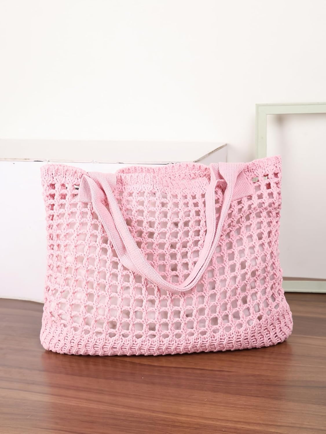 CAILDANL Women's Beach Tote Bag, Crochet Knit Hollow Design, Stylish Tote for Beach,Travel and Everyday Use Aesthetic Handbag