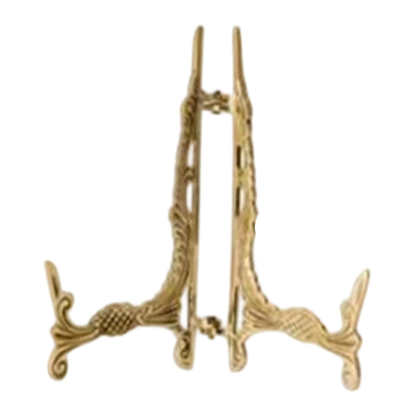 WLPZXP Adjustable Brass Plate Display Stand Folding Easel Tabletop Book Dish Holder for Style B