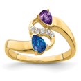 thumbnail image 2 of 14K Yellow Gold Ring Band Family & Mother's Customize Stones Diamond Round Blue, Size 9, 2 of 4