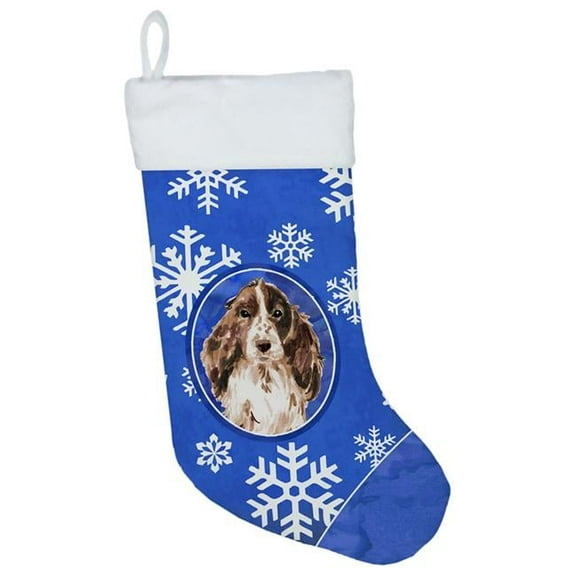 Carolines Treasures CK3949CS Winter Snowflakes Chocolate Parti Cocker Spaniel Christmas Stocking
