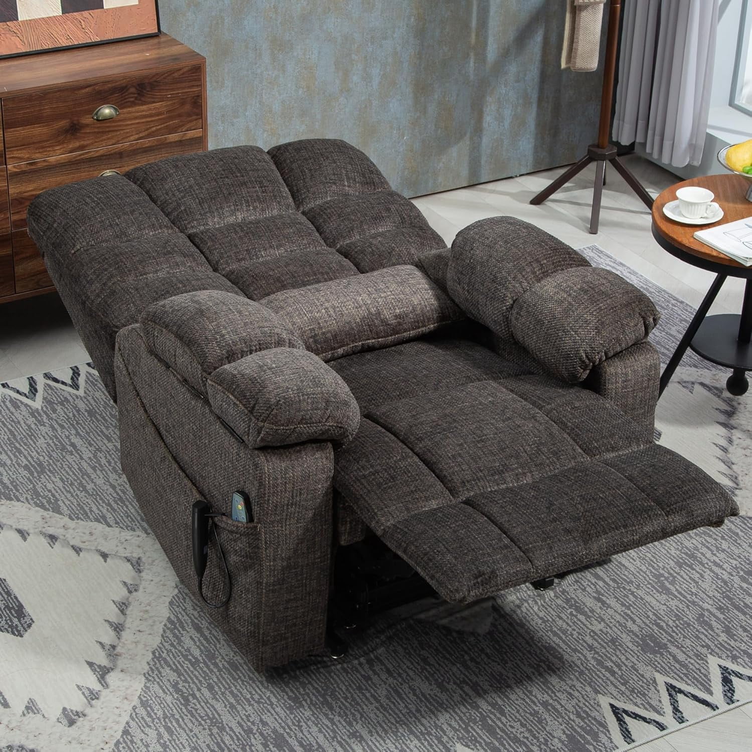 Oversized Power Lift Recliner Big Man 400lbs, Extra Wide Recliner Chair with Lifts Vertically for Elderly, Features Cup Holder, Heat and Massage, Zero Gravity Lay Flat for Adults