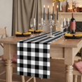 thumbnail image 2 of Black White Plaid Table Runner 108 Inches Long,Gradient Geometric Buffalo Checkered Cotton Linen Table Runners Dresser Scarves,Decorative Tabletop Scarf Furniture Cover for Home Dinner Party 13"x108", 2 of 8