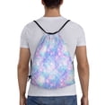 thumbnail image 2 of Drawstring Backpack - bright blue shiny fish scale Splash Proof Small Drawstring Gym Bag for Women Men, Cinch Sports String Bag Backpack for Travel Swimming Beach, 2 of 8