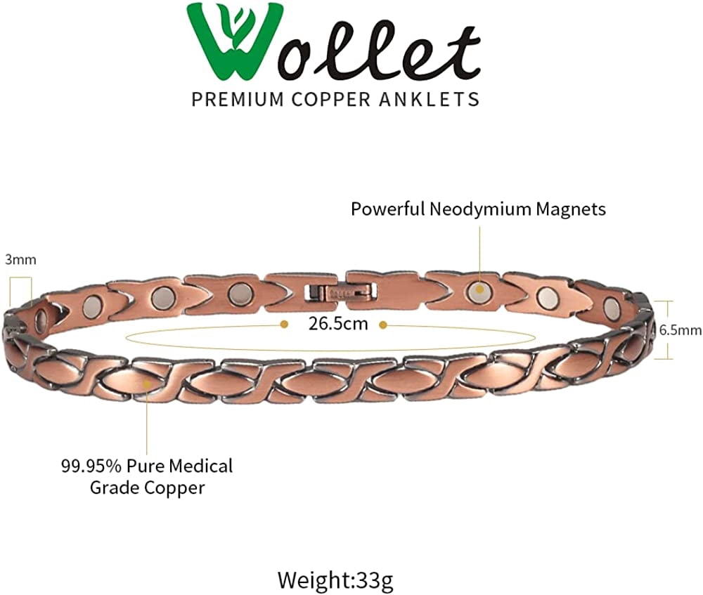 Wollet Magnetic Copper Anklet,  Ankle Bracelets for Women