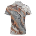 thumbnail image 4 of Marble Texture Men Zipper T-shirt Summer Casual Short Sleeve T-shirt Top, 4 of 7