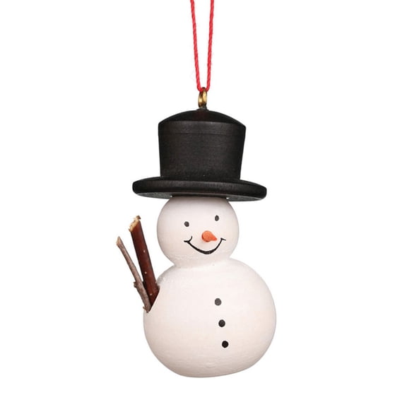Alexander Taron 1.75" White, Black, and Brown Snowman with a Hat Collectible Christian Ulbricht