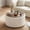 Boucle White, variant on Gelloan 28" Round Storage Ottoman Coffee Table, Modern Boucle Ottoman with Lift-Off Lid and Solid Wood Legs for Living Room, Bedroom, Corners, Apartments,Boucle White