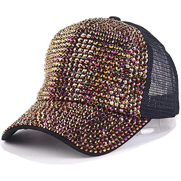 LINLIN Baseball Hat, Fashion Diamond Studded Baseball Cap Personality Rhinestone Cap Outdoor Sun Shade Cap for Men Women Peaked Cap Sports Cap
