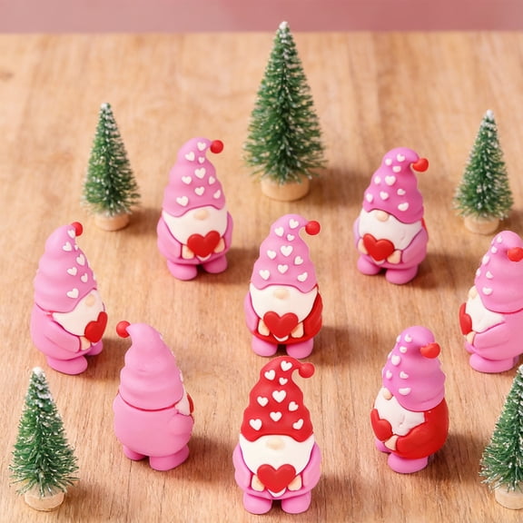 Mini Gnomes Figurines, Valentine's Day Mini Heart Gnomes Figurines ,Cute Tiny Ornament Decorations for Valentine Wedding Party Gift,5 / 25Pcs
