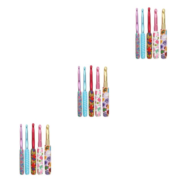 Naiovety Aluminum Crochet Hooks Knit 5pcs Yarns Weave Set for Beginners Type1 NO1