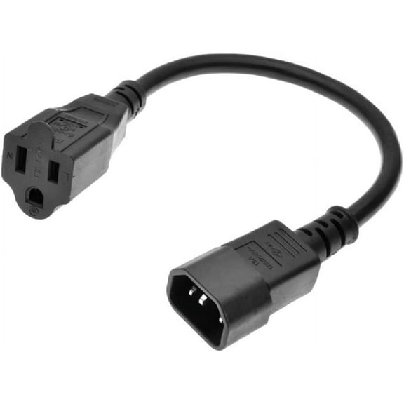 Toptekits C14 to 5-15R Power Cord, IEC320 C14 to NEMA 5-15R Power Extension Cable Cord, PDU/UPS 18AWG Standard Computer Power Adapter Cord NEMA 5-15R to IEC320 C14(C14 to 5-15R W/Cable 1ft)