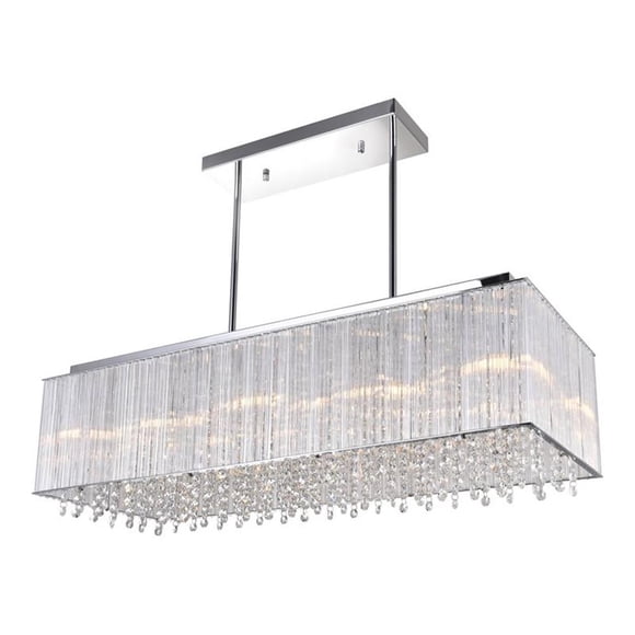 CWI Lighting Lustre à Abat-Jour Tambour 10 Lumières Finition Chrome