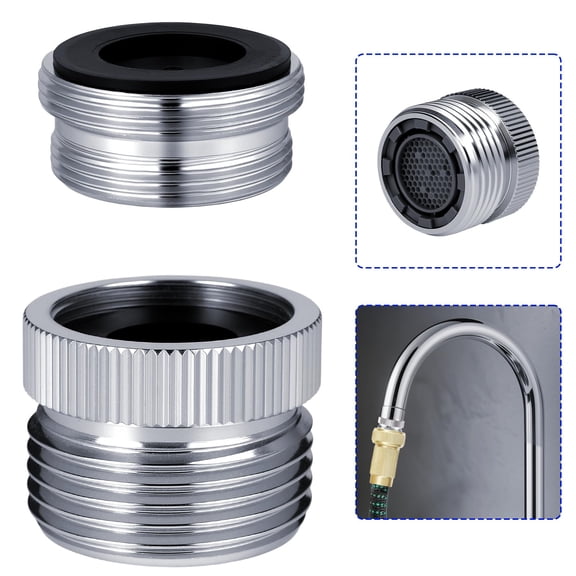 Kaleduo Faucet to Garden Hose Adapter with Aerator, 3/4" GHT Chrome Sink Faucet Hose Attachment, Kitchen & Bathroom Faucet Connector for Water Hose Connection