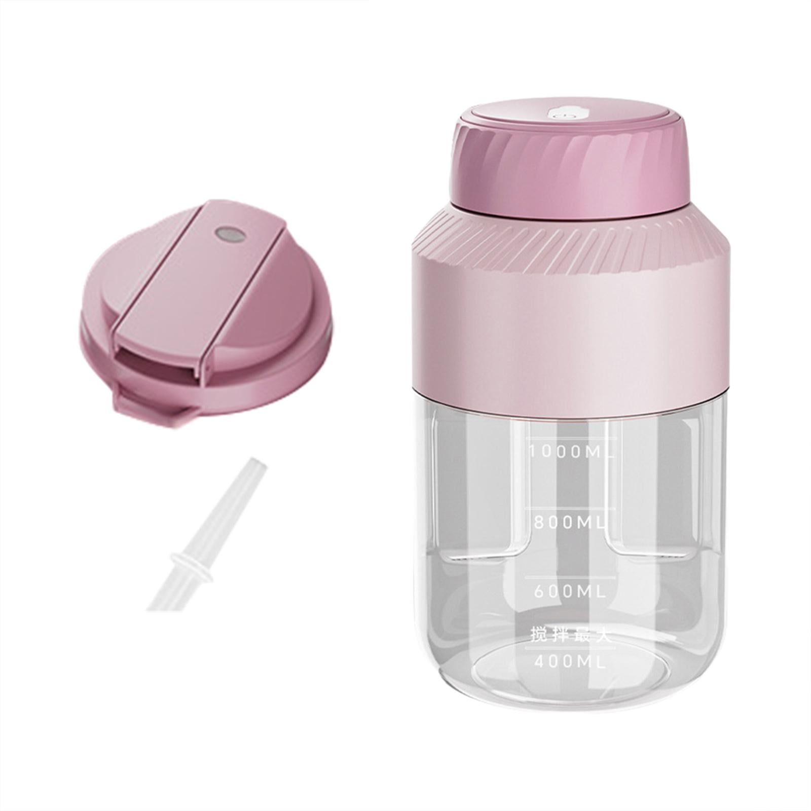 Baoblaze Portable Blender Cup Shakes USB 1000ml Automatic Electric Juicer Cup Juicer for Travel Office Sports Home Pink Two Lids
