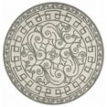 thumbnail image 2 of 8' Ivory Grey Hand Woven UV Treated Greek Key Medallion Round Indoor Outdoor Area Rug, 2 of 2