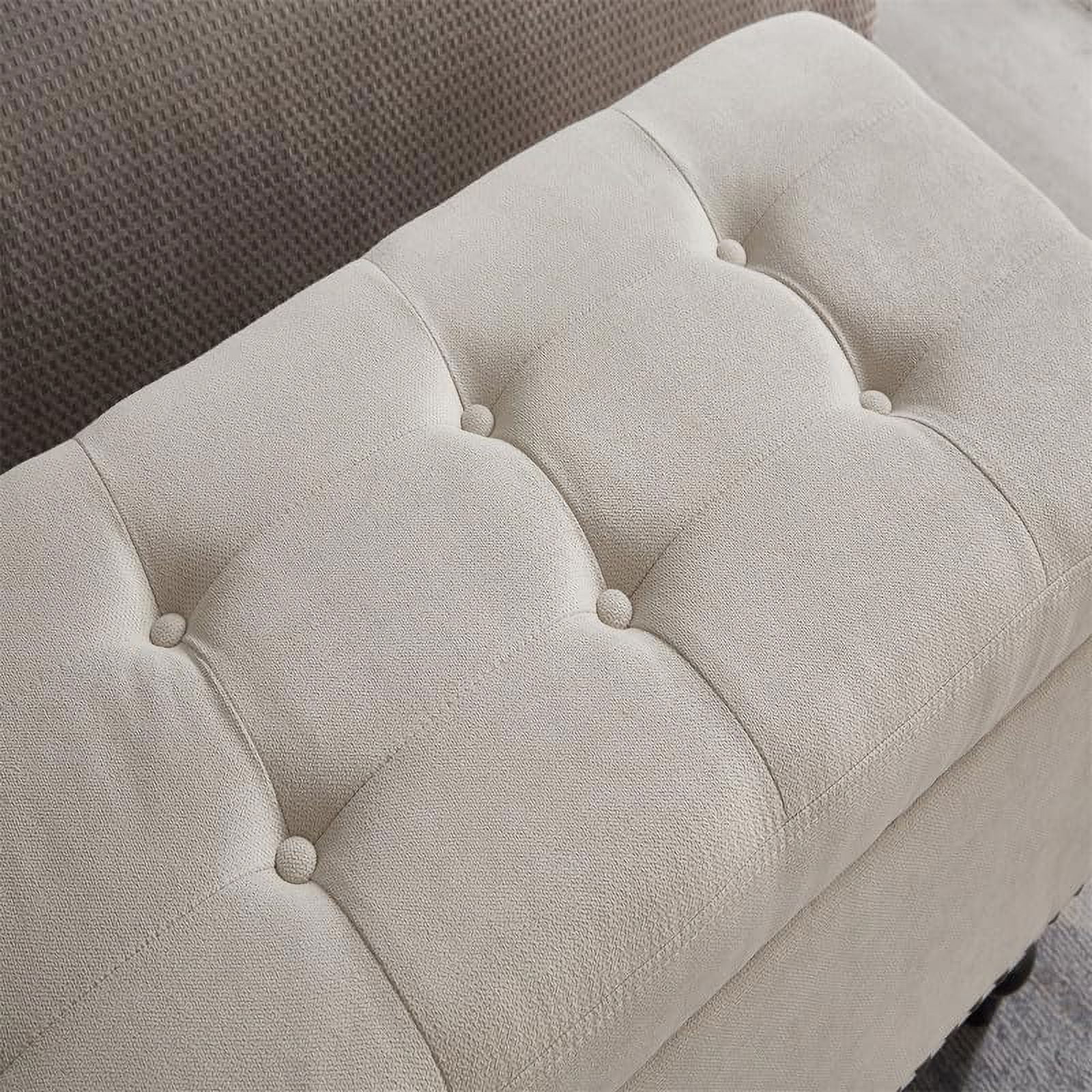 Miniyam 59" Storage Ottoman Bench, Storage Chest, Foot Rest Stool, Bedroom Bench for Living Room, Bedroom, Beige