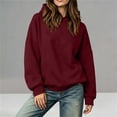 thumbnail image 6 of TtopsQueen Women’s Oversized Pullover Hoodie, Long Sleeve Drop‑Shoulder Sweatshirt With Front Kangaroo Pocket, Solid Plain Casual Loose Fit Hooded Top Wine,XXL, 6 of 9