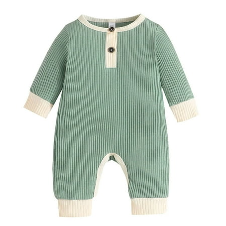 

Xinduolei Boys Girls Long Sleeve Patchwork Colour Ribbed Romper Jumpsuit Clothes