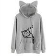 thumbnail image 1 of AMERTEER Chandails en Molleton à Capuche pour Femmes, Pulls Imprimés Chat Manches Longues Automne Hiver avec Oreilles de Chat, 1 of 3