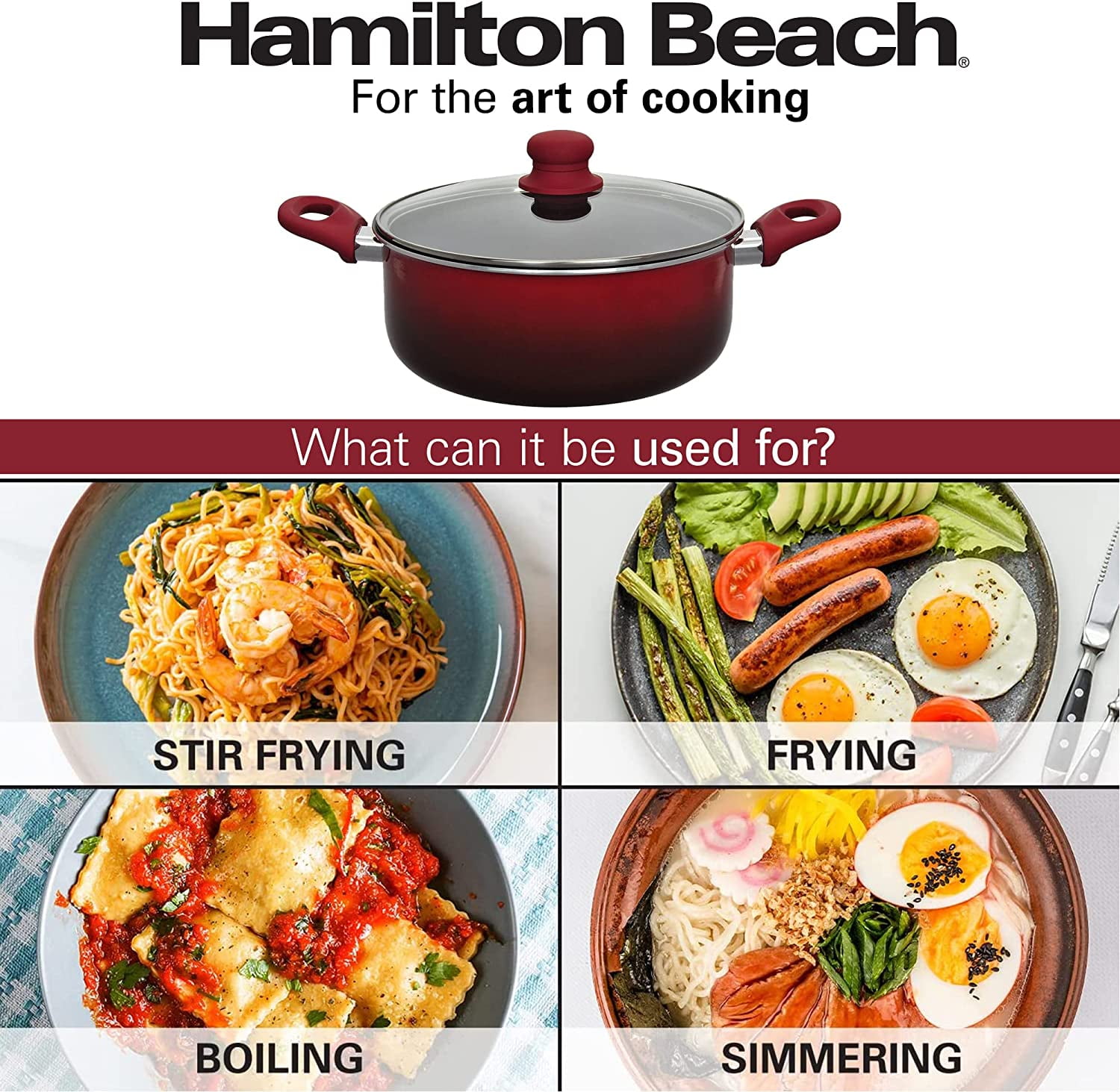 Hamilton Beach 4 Quart Stainless Steel Belly Design Dutch Oven Pot With  Glass Lid And Stay-Cool Riveted Handles, Multipurpose Stewpot Skillet,  Compatible With All Stove Tops, Oven & Dishwasher Safe