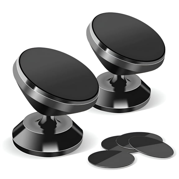 GJX 2 Pack Magnetic Phone Car Mount,Strong Magnet Cell Phone Holder with 4 Metal Plates,Dashboard 360° Rotation & Adjustable Magnet Cell Phone Mount Compatible with Smartphones