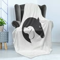 thumbnail image 4 of Animal Soft Flannel Fleece Throw Blanket, Contemporary Image of a Dog and Horse Hugging Loyal Friend Heads Print, Cozy Plush for Indoor and Outdoor Use, 50" x 70", Black White, by Ambesonne, 4 of 5