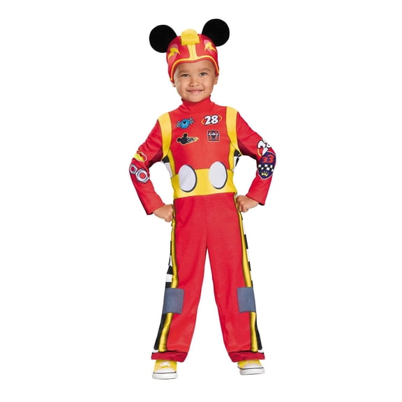 Disguise Toddler Boys' Classic Mickey Mouse Roadster Jumpsuit Costume - Size 3T-4T